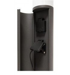 Borne extérieure de forme arrondie LUA - IP44 - hauteur 47.8 cm, en aluminium-160 lumens - 3000 k - Anthracite - équipée d'une p