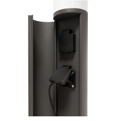 Borne extérieure de forme arrondie LUA - IP44 - hauteur 47.8 cm, en aluminium-160 lumens - 3000 k - Anthracite - équipée d'une p