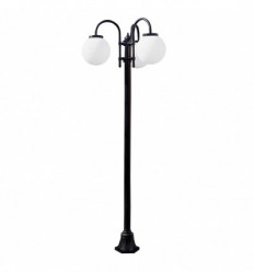 Lampadaire extérieur BOOM-3 BRAS EN FORME DE BOULES- IP43 E27 42W NOIR livré avec son mat hauteur totale de 1915 mm