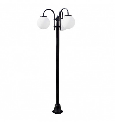 Lampadaire extérieur BOOM-3 BRAS EN FORME DE BOULES- IP43 E27 42W NOIR livré avec son mat hauteur totale de 1915 mm